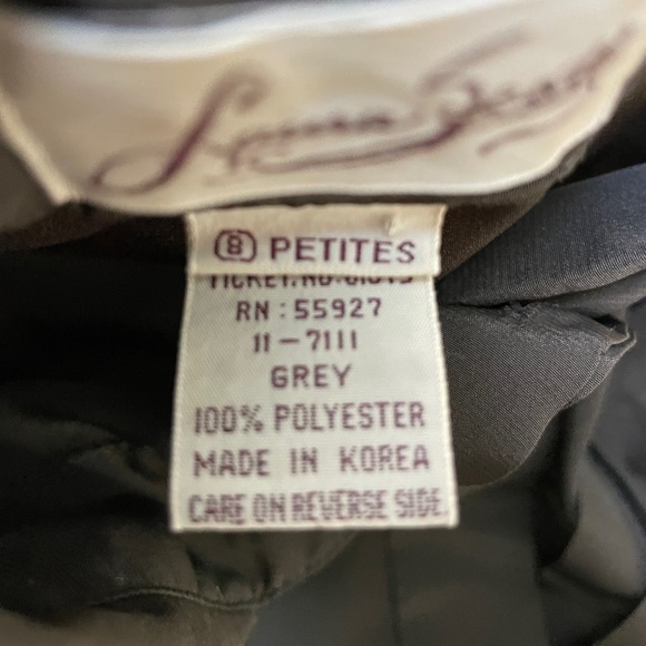 Laura Scott Vintage Grey Polyester Long-Sleeved Collared Pleated Blouse - Picture 5 of 5